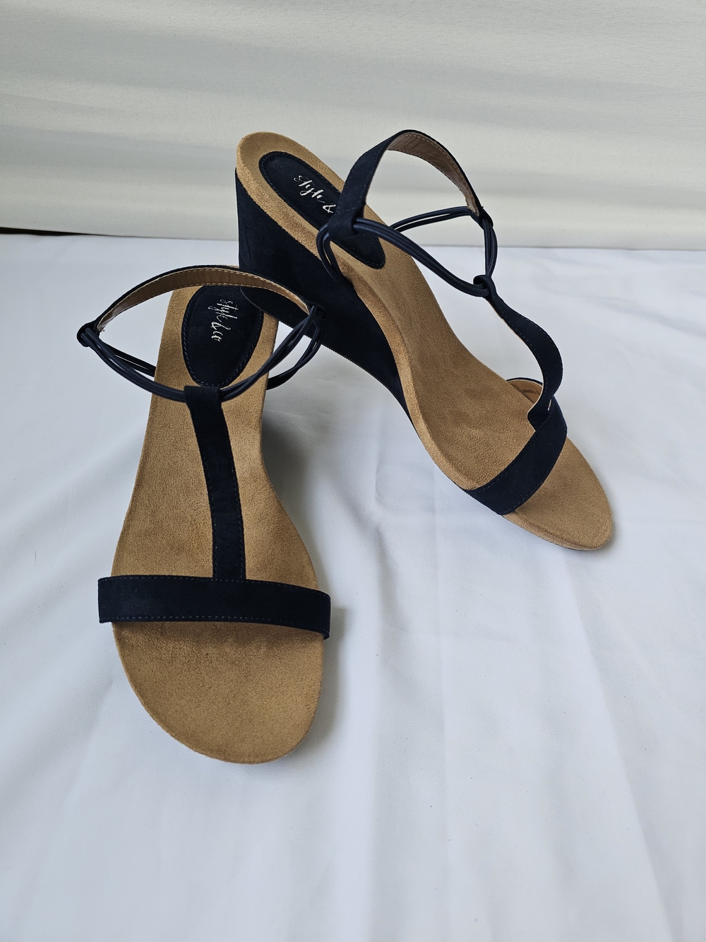 Style & Co. Mulan Wedge Sandals – Navy Blue (T-Strap) - Picture 5 of 16